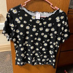 Black & Yellow Flowered Top